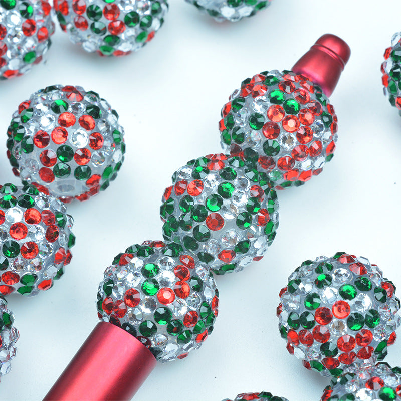 Wholesale 10pcs 20mm Christmas Rhinestone Beads Acrylic Resin DIY Beads